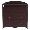 90*58*99cm Three Drawers With Seat Belt Baby Wooden Bed Nursing Table Brown