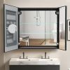 30 X 30 Inch LED Lighted Medicine Cabinet with Mirror for Bathroom Double Door Surface Wall Mount Flip-Out Magnifying Mirror Door Storage Defogger 3 C