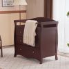 90*58*99cm Three Drawers With Seat Belt Baby Wooden Bed Nursing Table Brown