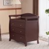 90*58*99cm Three Drawers With Seat Belt Baby Wooden Bed Nursing Table Brown