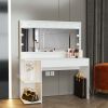 Emery Modern Painted Vanity Table, Lights, for Bedroom
