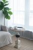 18.5x23" Small Distressed White Side Table, Retro Elegant