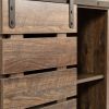 Side Cabinet Buffet Sideboard with Sliding Barn Door and Interior Shelves,Espresso