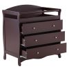 90*58*99cm Three Drawers With Seat Belt Baby Wooden Bed Nursing Table Brown