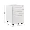 Mobile File Cabinet 3 Drawer Metal Storage Filing Cabinet with Lock and Key; Under Desk Legal Letter File Rolling Cabinets with Anti - tilt Wheels for