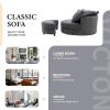 Orisfur. 360&deg; Swivel Accent Barrel Chair with Storage Ottoman &amp; 4 Pillows; Modern Linen Leisure Chair Round Accent for Living Room