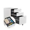 Mobile File Cabinet 3 Drawer Metal Storage Filing Cabinet with Lock and Key; Under Desk Legal Letter File Rolling Cabinets with Anti - tilt Wheels for