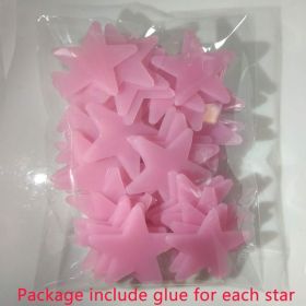 Luminous Paste Fluorescent Star Moon Three-dimensional Wall Paste (Color: Pink)