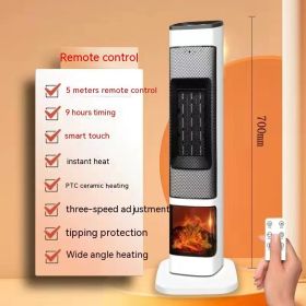 Household Warm Air Blower Mute Quick-heating Bedroom (Option: Flame Remote Control White-220V)