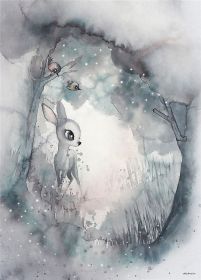 New Nordic Hand Painted Miss Rabbit Children's Room Decorative Painting Core (Option: Drawing core3813-13X18cm)