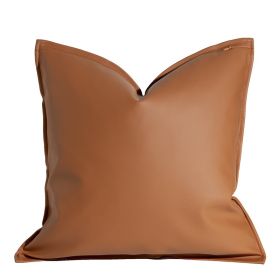 Nordic Style Solid Leather Living Room Sofa Pillow Bed Waist Support (Option: orange-45x45 without core)