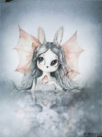 New Nordic Hand Painted Miss Rabbit Children's Room Decorative Painting Core (Option: Drawing core3817-30X40cm)