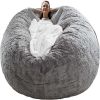 Bag Chair Cover(it was only a Cover; not a Full Bean Bag) Chair Cushion; Big Round Soft Fluffy PV Velvet Sofa Bed Cover; Living Room Furniture; Lazy S