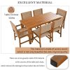 Acacia Wood And Rattan Outdoor Dining Table And Chairs For 6 People, Suitable For Courtyard,Patio, Balcony