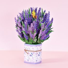 Mothers Day Gift Pop-Up Flower Card Flora 3D Greeting Card For Birthday Graduation Wedding Anniversary (Option: Lavender table)